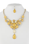 Crystal and Acrylic Gem Statement Necklace Earring Set