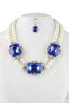 Pearl Glass Beaded Chunk Necklace Earring Set