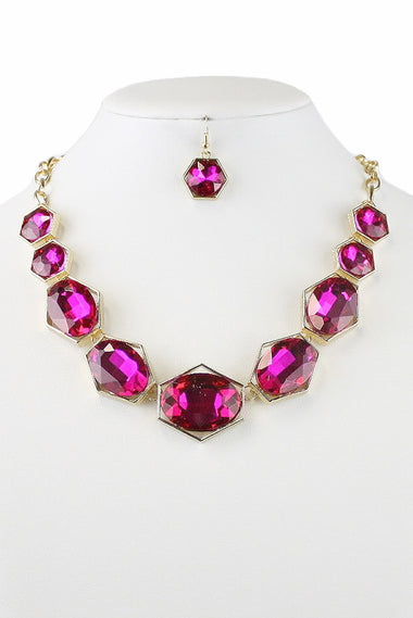 Glass Bead Necklace Earring Set