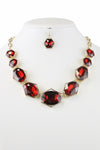 Glass Bead Necklace Earring Set