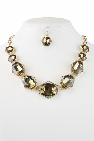 Glass Bead Necklace Earring Set