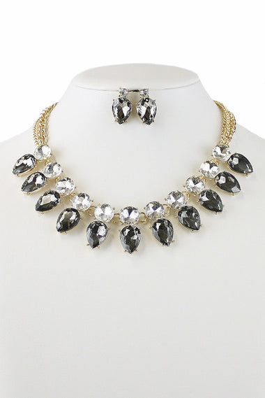 Teardrop Crystal Statement Necklace Earring Set