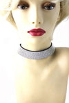 Crystal Embedded Faux Leather Choker Necklace