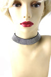 Crystal Embedded Faux Leather Choker Necklace