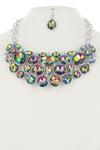Glass Bead Statement Necklace Earring Set