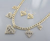 Diamond Shape Charm Chain Necklace Earring Set