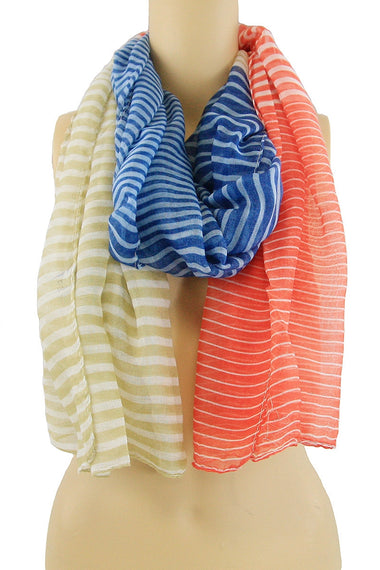 Multi Tone Stripe Print Scarf