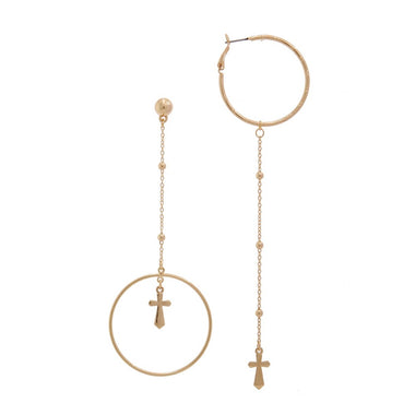 HOOP & CROSS EARRING