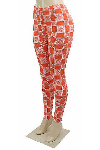 Checker Printed High Waist Fashion Leggings