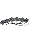 Floral Crochet Lace Thick Choker Necklace With Ribbon Bow Tie Black