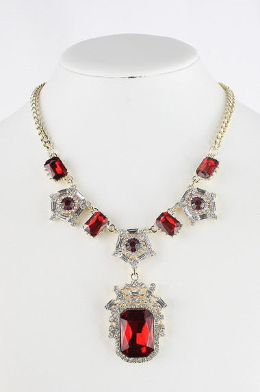 Rhinestone Glass Bead Statement Necklace