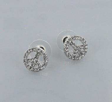 Rhinestone Peace Sign Stud Earring