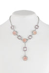 Pink Acrylic Floral Beads Rhinestone Necklace