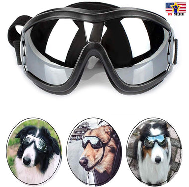Dog Pet Puppy Cat Wind Waterproof UV Black Sunglasses Goggle Adjustable Straps