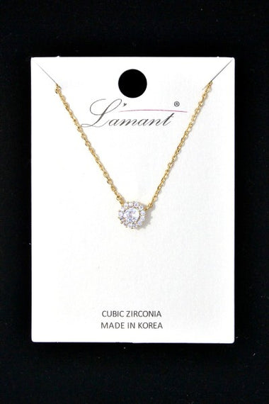 CZ Round Cut Pendant Collar Necklace