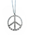 Gold Silver Rhinestone Crystal Cubic Peace Sign Symbol Pendant Long Necklace