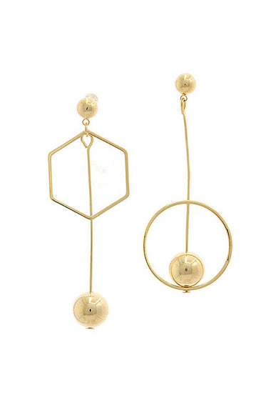ASYMMETRICAL GEOMETRIC SHAPE METAL POST DROP EARRING