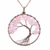 7 Chakra Yoga Tree Of Life Pendant Copper Crystal Natural Stone Quartz Necklace