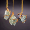 Handmade Wire Wrapped Pendant Natural Stone Crystal Quartz Fluorite Necklace
