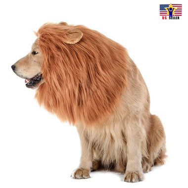 Pet Dog Puppy Cat Fur Wig Lion Costume Halloween Clothes Dress Up Cosplay Hat
