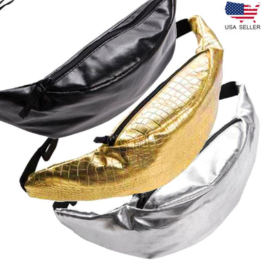 Shiny Metallic Bling Leather Waist Fanny Pack Belt Bag Pouch Casual Bum Purse US
