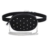 Diamond Leather Velvet Waist Fanny Pack Silver Black Quilted Chain Shoulder Bag