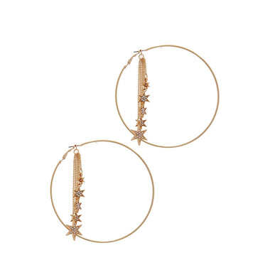 RHINESTONE STAR HOOP EARRING