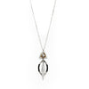 OXIDIZED TWO TONE ROUNDED TRIANGLE WITH POINTED OVAL PENDANT NECKLACE