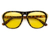 Flip Open Up Lens Flat Top Aviator Sunglasses Tortoise Shell Black Yellow Brown