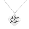 Super Mom Silver Pendant Necklace Rope Chain Love Gift For Mom Mama Mother's day