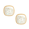 Gold Cream Pearl Square Studs