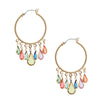 Glass Teardrop Gold Hoops