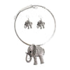 Burnished Silver Hammered Elephant Set