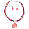 Pink Cord Bead Pendant Necklace