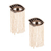 Silver Bead Fringe Lined Eye Earrings