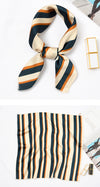 Women Silk Satin Square Line Striped Pattern Scarf Bandana Mini Neck protective