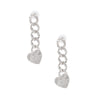 Silver Iced Chain Link Heart Earrings