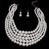 White Multi Strand Pearl Necklace Set