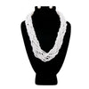 White Pearl Braided Necklace Set