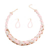 Pink and White Bead Twisted Necklace