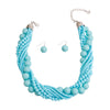 Light Blue Bead Twisted Necklace