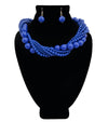 Silver and Royal Blue Bead Twisted Necklace Set