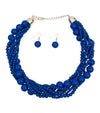 Silver and Royal Blue Bead Twisted Necklace Set