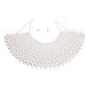 Silver Metallic Pearl Bib Necklace Set