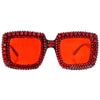 Sparkly Red Stone Square Sunglasses