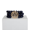 Navy Bead Round Gold Bracelet
