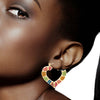 Multi Color Bling Heart Bamboo Hoops