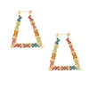 Multi Color Bling Trapezoid Bamboo Hoops