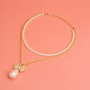 Double Layer Pearl Bow Necklace