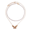 2 Pcs Gold Pearl Butterfly Necklace